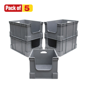 Pack Of 5: 65 Litre Euro Box Open Front - 600mm x 400mm x 320mm - SPK4632