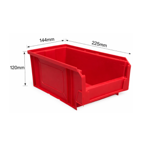 K3 open front parts storage bin red blue