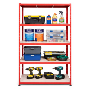WC005 – Red 5 Tier Boltless Shelving Unit – 1800 x 1200 x 600mm