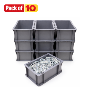 The Pack of 10 SPK15K 16 Litre Euro Boxes provides a reliable and space-efficient storage solution for environments where organisation and practicality are essential. Designed for industrial, commercial and domestic use, these containers help keep tools, materials and larger components neatly arranged and easy to access. Each euro box offers a generous 16 litre capacity and measures 505mm (length) × 260mm (width) × 165mm (height), making it ideal for a range of storage applications that require more internal space while still being compatible with standard storage systems. Because this product is supplied as a pack of ten, it is especially suitable for larger storage systems, multi-station layouts and high-volume organisation. The stackable design allows each unit to interlock securely with other boxes of the same size. Therefore, you can maximise vertical space while maintaining stability and safety within busy storage areas. The standard Euro sizing also ensures seamless compatibility with common shelving and material handling systems, making integration straightforward. 16 Litre Euro Box – 505mm x 260mm x 165mm – SPK15K Overall, the Pack of 10 SPK15K 16 Litre Euro Boxes delivers a robust, organised and efficient storage solution for settings where structure, capacity and reliability are priorities. Key Features Pack of 10 SPK15K Euro Boxes 16 Litre capacity per box External dimensions: 505mm (L) × 260mm (W) × 165mm (H) Stackable and interlocking design Compatible with standard Euro storage systems Durable recycled plastic construction Smooth surfaces for easy cleaning Professional storage solution for workshops and warehouses
