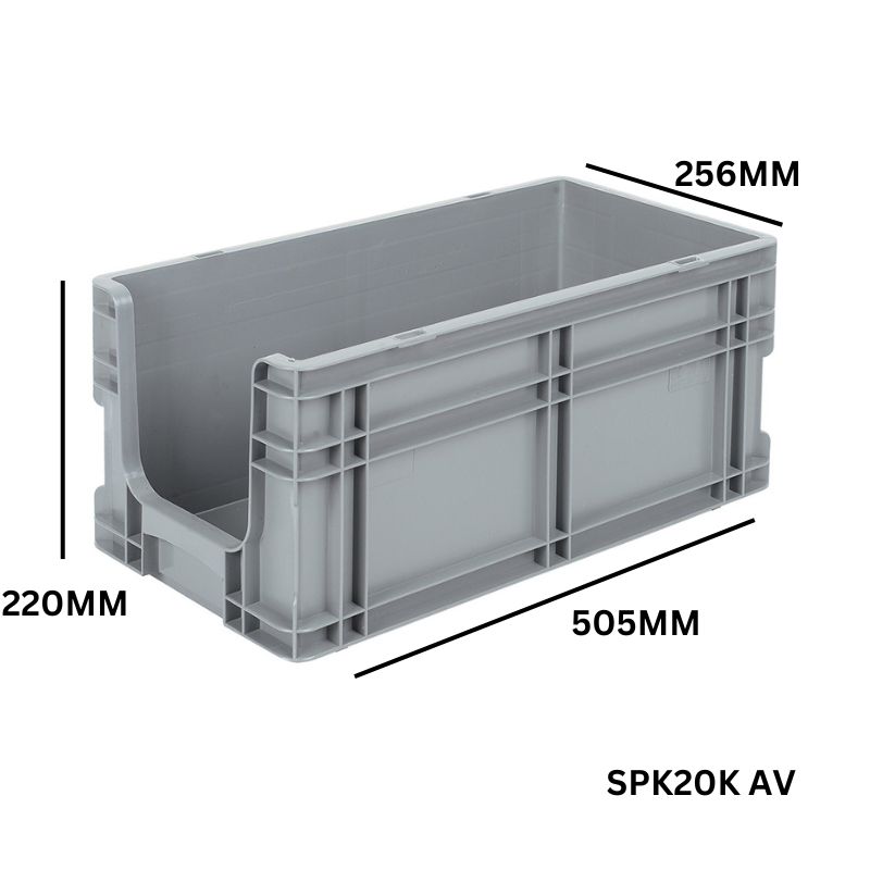 xr:d:DAF2yc8wnVE:3,j:2555078971641084686,t:23121217 Pack Of 10: 22 Litre Euro Box Open Front - 505mm x 256mm x 220mm - SPK20K AV
