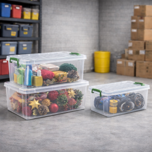 Clear storage boxes